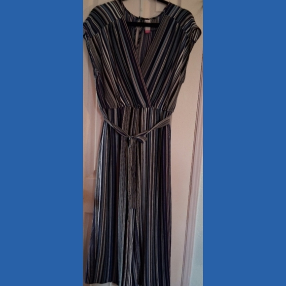No Boundaries Striped Jumpsuit - Black, White, Blue - Picture 1 of 6